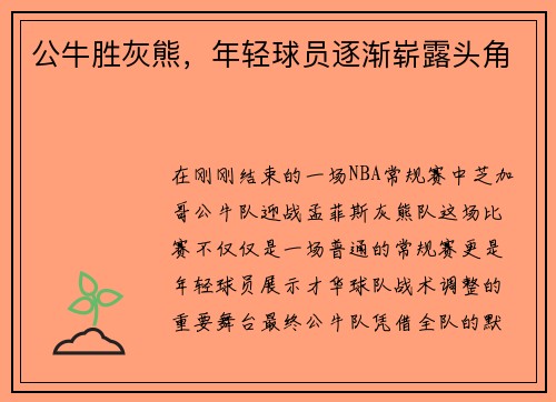 公牛胜灰熊，年轻球员逐渐崭露头角
